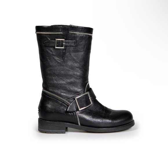 jimmy choo black motorcycle ankle boots
